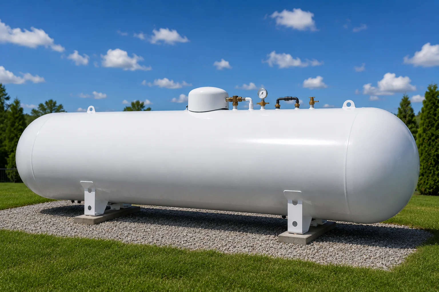 2000 Gallon ASME propane tank installed outdoors